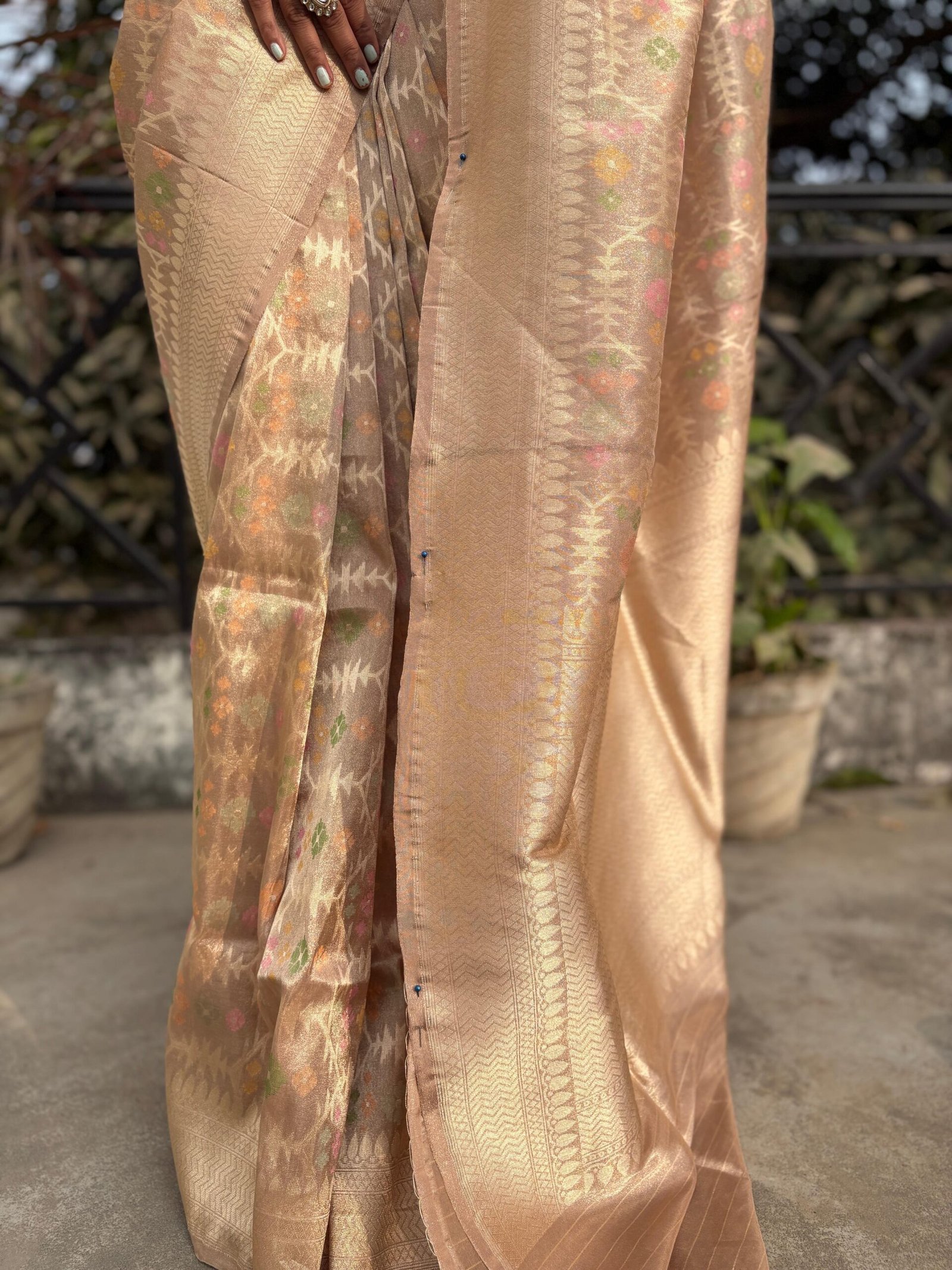 Beige Sunehri Organza - Image 2